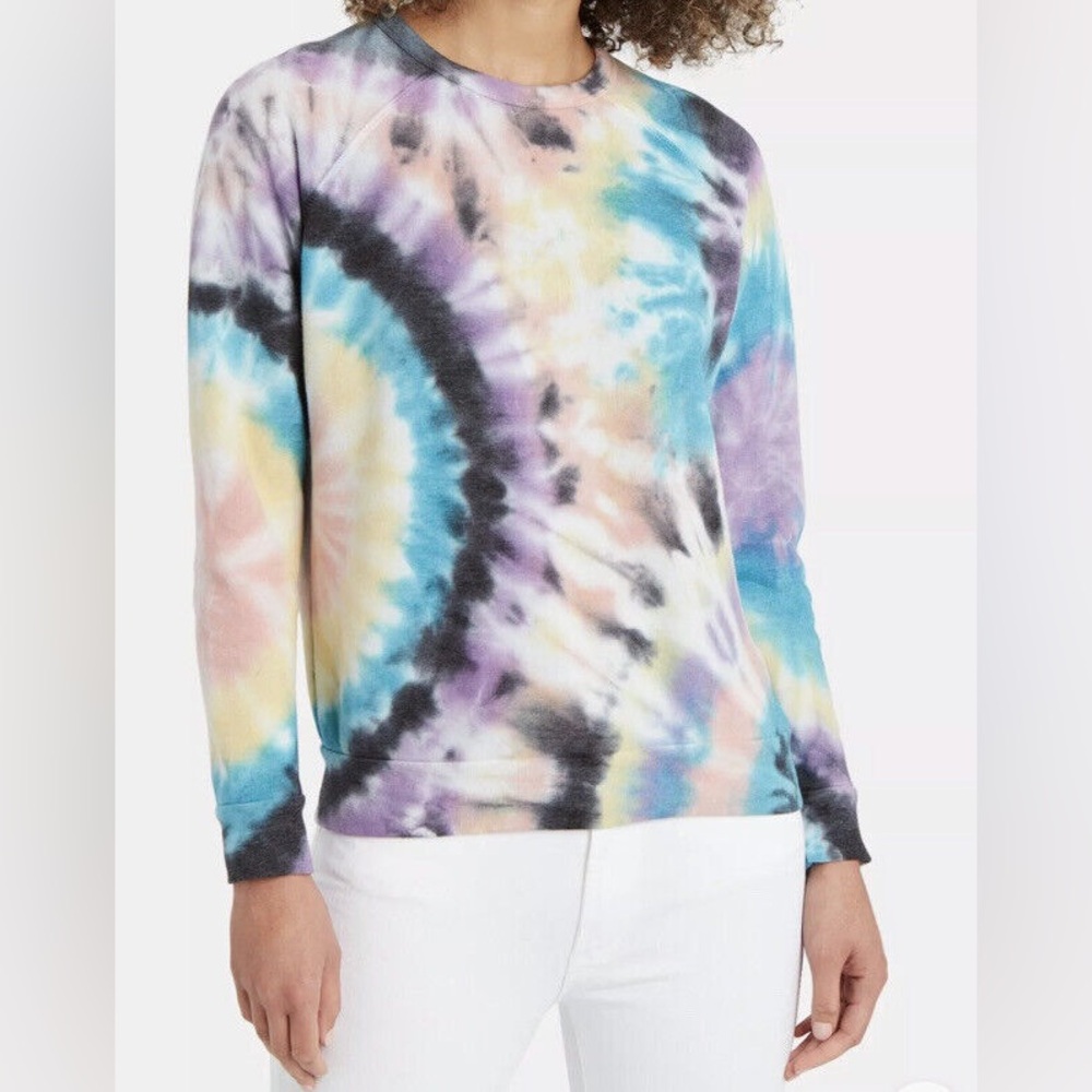 MOTHER Tie Dye Crew Neck Sweatshirt XS The Hugger Swirling Secrets